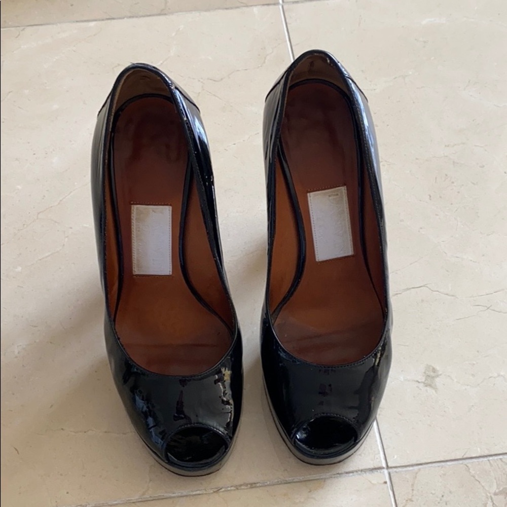 Lanvin Patent Leather Peeptoe Sandals